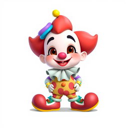 A full-body character design of 'Payaso Plimplim' in a Disney Pixar style, featuring chibi proportions and a cute appearance