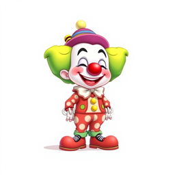 A full-body character design of 'Payaso Plimplim' in a Disney Pixar style, featuring chibi proportions and a cute appearance