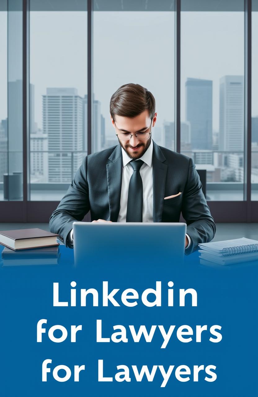 A professional yet visually engaging graphic representing the concept of LinkedIn for lawyers