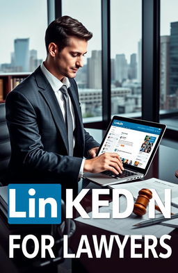 A professional yet visually engaging graphic representing the concept of LinkedIn for lawyers