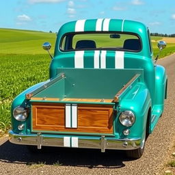 A custom-built truck based on a 1952 Ford Prefect, showcasing a unique blend of vintage and modern design elements