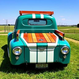A custom-built truck based on a 1952 Ford Prefect, showcasing a unique blend of vintage and modern design elements