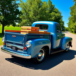 A custom-built pickup truck designed from a classic 1952 Ford Prefect, showcasing a retro aesthetic blended with modern elements
