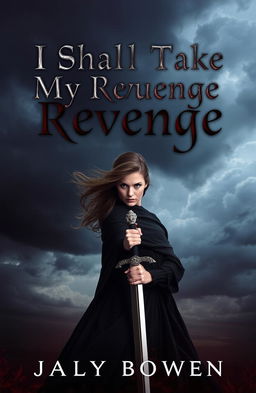 A dramatic novel cover design for 'I Shall Take My Revenge'