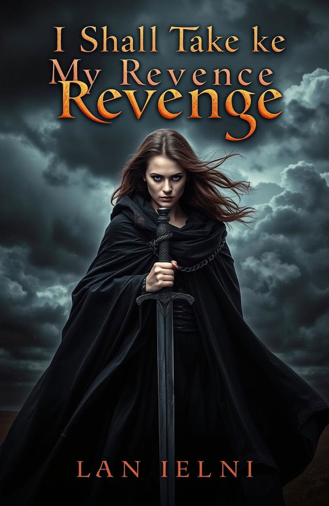 A dramatic novel cover design for 'I Shall Take My Revenge'