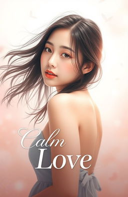 A young woman with loose, flowing hair gracefully turning back, showcasing a serene expression