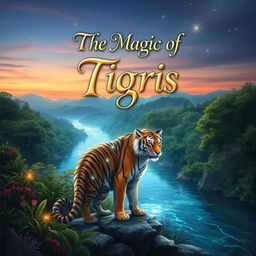 A stunning book cover design for a fantasy novel titled 'The Magic of Tigris'