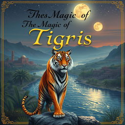 An enchanting book cover design for a fantasy novel titled 'The Magic of Tigris in Iraq'