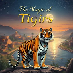 An enchanting book cover design for a fantasy novel titled 'The Magic of Tigris in Iraq'