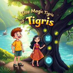 An engaging book cover design for a children's adventure novel titled 'The Magic of Tigris: Nail in Iraq'