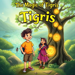 An engaging book cover design for a children's adventure novel titled 'The Magic of Tigris: Nail in Iraq'