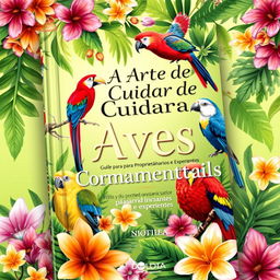 Capa de livro inspirada em 'A Arte de Cuidar de Aves Ornamentais: Guia para Proprietários Iniciantes e Experientes'