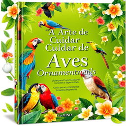 Capa de livro inspirada em 'A Arte de Cuidar de Aves Ornamentais: Guia para Proprietários Iniciantes e Experientes'