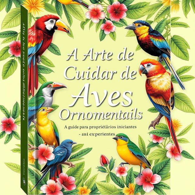 Capa de livro inspirada em 'A Arte de Cuidar de Aves Ornamentais: Guia para Proprietários Iniciantes e Experientes'