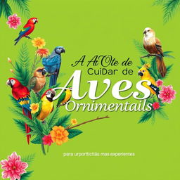 Capa criativa para o livro 'A Arte de Cuidar de Aves Ornamentais: Guia para Proprietários Iniciantes e Experientes'