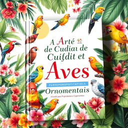 Capa criativa para o livro 'A Arte de Cuidar de Aves Ornamentais: Guia para Proprietários Iniciantes e Experientes'