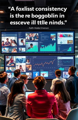 A digital marketing landscape, showing a blend of modern technology and human connection