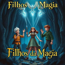 A captivating fantasy book cover for 'Filhos da Magia'