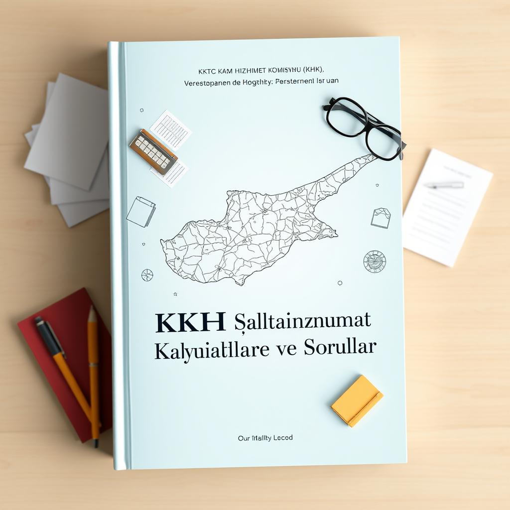 A book cover design featuring a soft blue pastel background, incorporating a detailed map of Cyprus integrated artistically into the layout