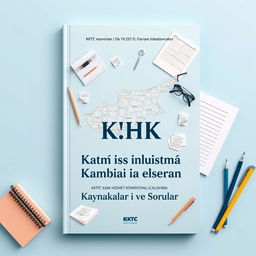 A book cover design featuring a soft blue pastel background, incorporating a detailed map of Cyprus integrated artistically into the layout