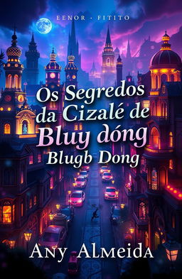 A breathtaking album cover design featuring a vibrant cityscape with stunning architecture, colorful lights, and a mysterious ambiance that captures the essence of a vibrant urban life