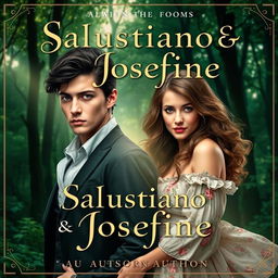 A captivating book cover for 'Salustiano & Josefine', featuring a romantic and mysterious atmosphere