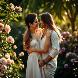 A romantic scene featuring a handsome man named Salustiano and a beautiful woman named Josefine