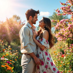 A romantic scene featuring a handsome man named Salustiano and a beautiful woman named Josefine