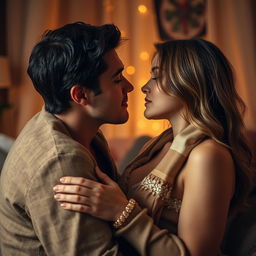 A tasteful and artistic depiction of adult intimacy, focusing on the connection and passion between two consenting adults