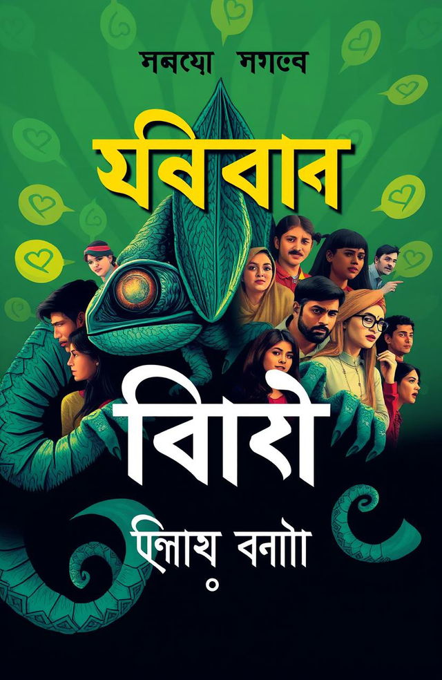 A captivating book cover design for the Bengali book titled "গিরগিটি" with the subtitle "এ যেনো মানুষের আরেক নাম"