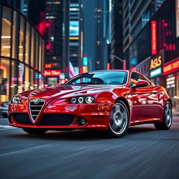 A striking 2005 Alfa Romeo GT coupe displayed in a modern urban environment