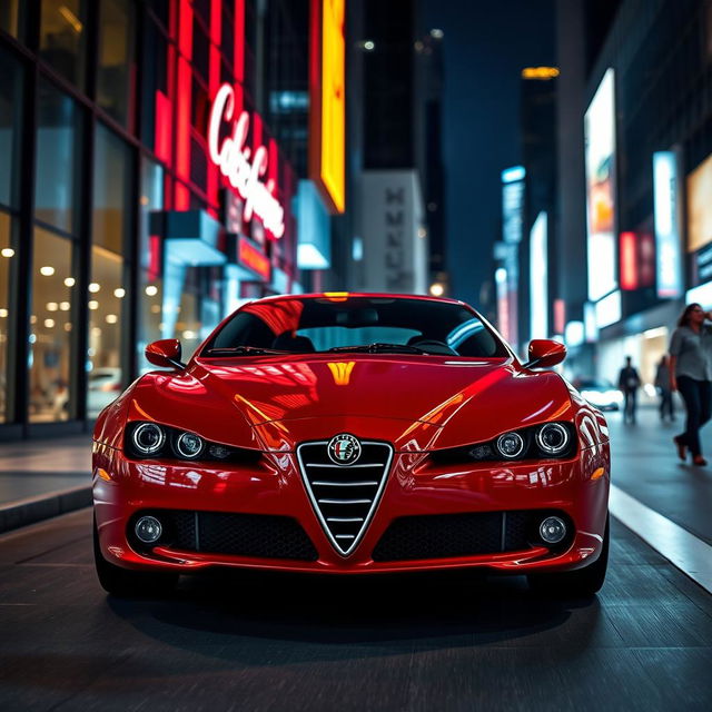 A striking 2005 Alfa Romeo GT coupe displayed in a modern urban environment