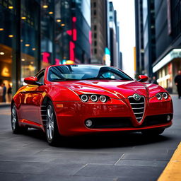A striking 2005 Alfa Romeo GT coupe displayed in a modern urban environment