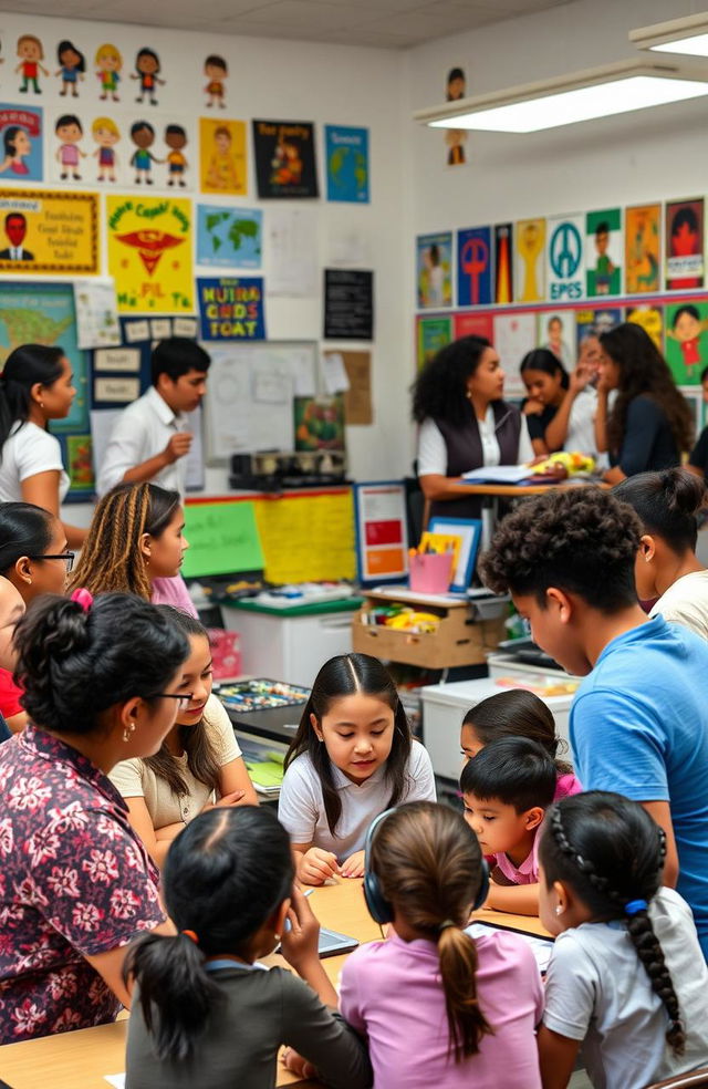 Formative assessment from a sociocultural perspective, showcasing diverse classrooms with students of varying ethnicities engaged in collaborative learning