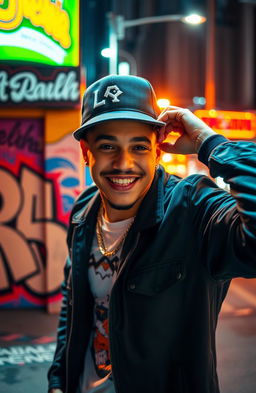 A colorful and vibrant portrait of Maynor Cáceres, showcasing his unique style and charisma