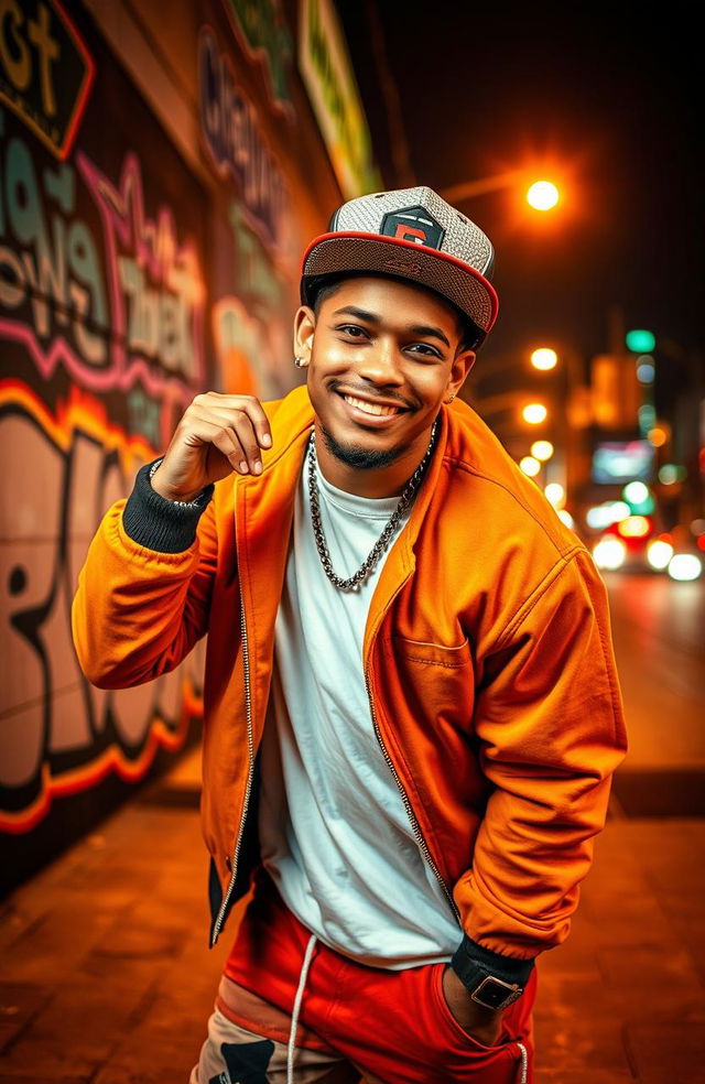 A colorful and vibrant portrait of Maynor Cáceres, showcasing his unique style and charisma