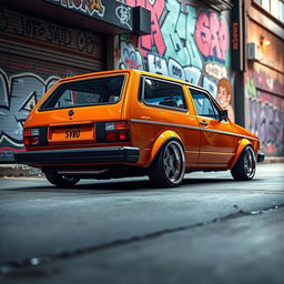 A customized 1980 Volkswagen Saveiro, showcasing its iconic boxy design, lowered to accentuate its sporty appearance