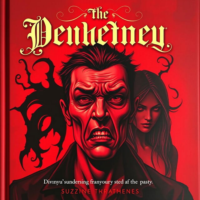 A gothic mystery crime book cover featuring a non-realistic illustration style, highlighting a disfigured man with an intense, agonized expression