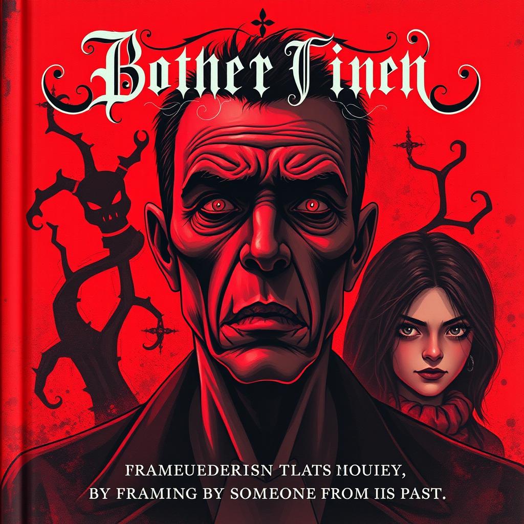 A gothic mystery crime book cover featuring a non-realistic illustration style, highlighting a disfigured man with an intense, agonized expression