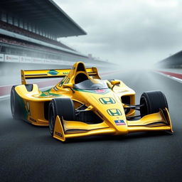 A custom-designed car inspired by Honda and Ayrton Senna, showcasing sleek lines and dynamic curves reminiscent of a Formula 1 racer