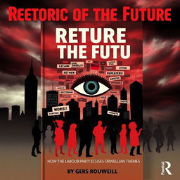 An engaging and thought-provoking book cover for 'Rhetoric of the Future: How the Labour Party Echoes Orwellian Themes'