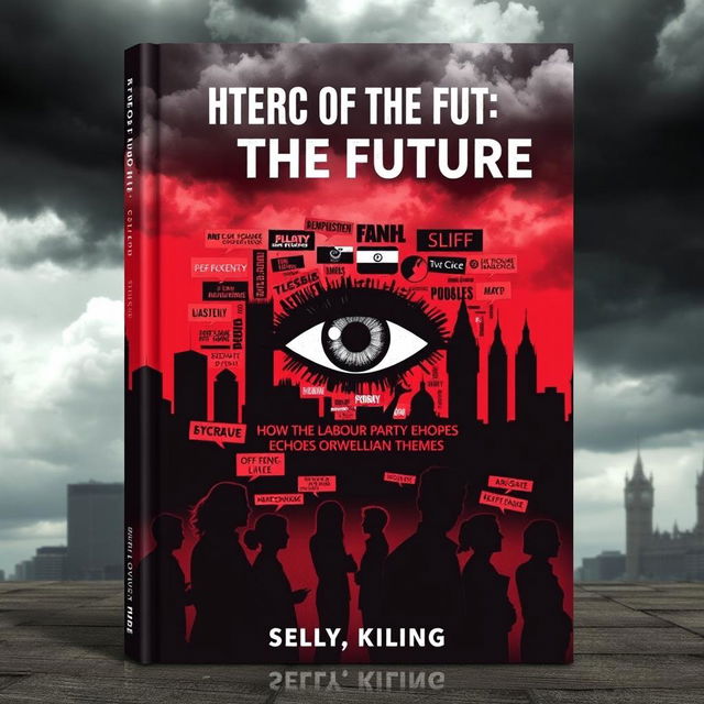 An engaging and thought-provoking book cover for 'Rhetoric of the Future: How the Labour Party Echoes Orwellian Themes'