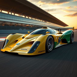 A stunning concept car inspired by Honda and the legendary Ayrton Senna, featuring a sleek, aerodynamic design that combines modern aesthetics with classic racing elements