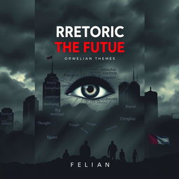An intriguing book cover for 'Rhetoric of the Future: Orwellian Themes'
