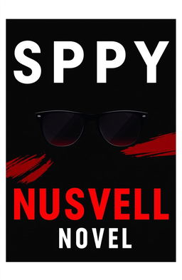 A minimalist book cover design for a spy novel, featuring a color scheme of black, red, and white