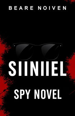 A minimalist book cover design for a spy novel, featuring a color scheme of black, red, and white