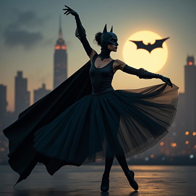 A unique and striking interpretation of Batman as a graceful ballerina