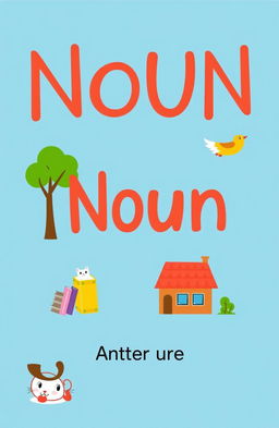 A vibrant and engaging book cover design titled 'Noun'