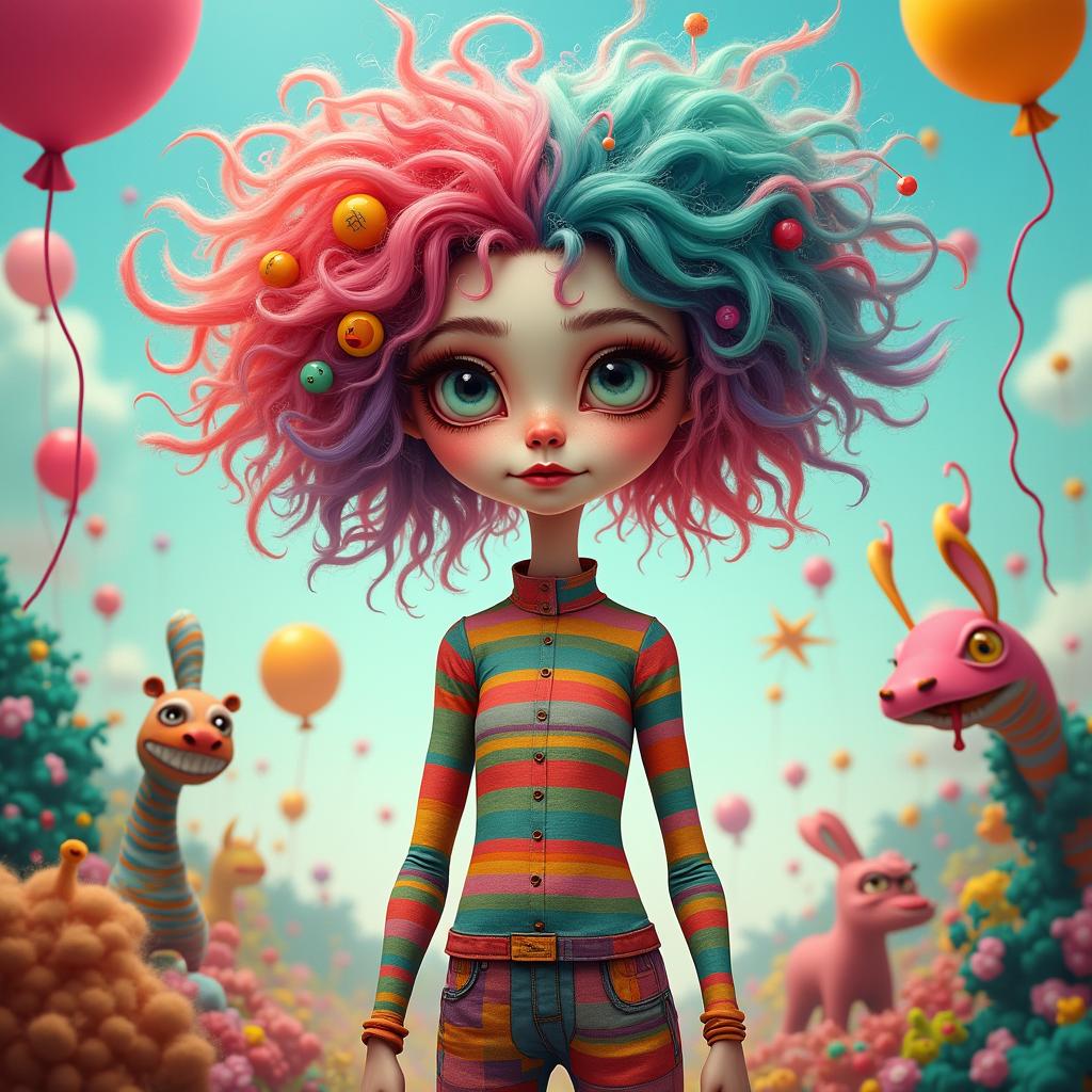 A surreal and whimsical character named 'Weird Isabel' with eccentric features