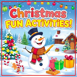 A vibrant and cheerful kids' activity book cover themed around Christmas